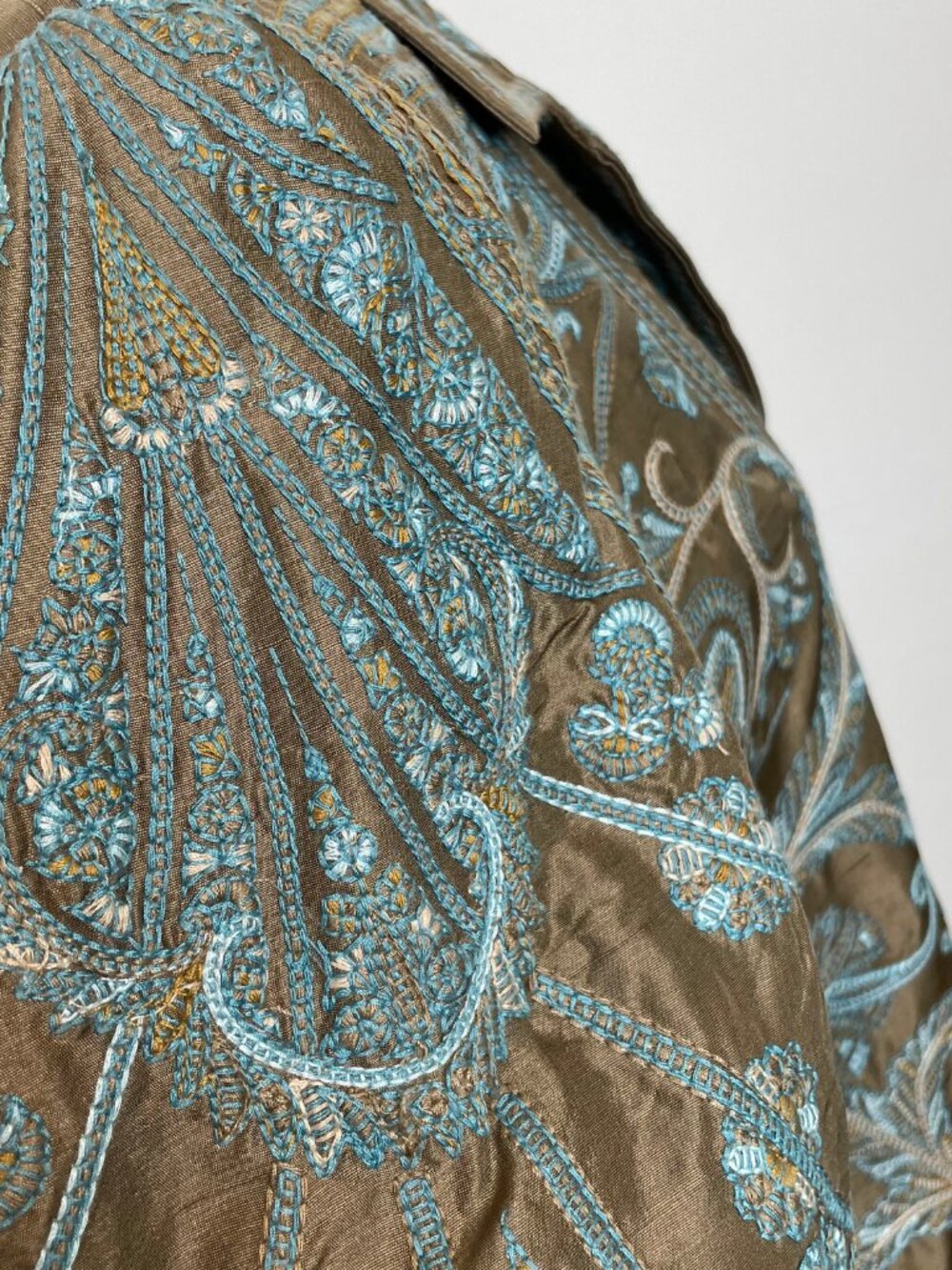 Johnny Was Silk Coat with Light Blue/Teal Embroidery - Picture 8 of 13